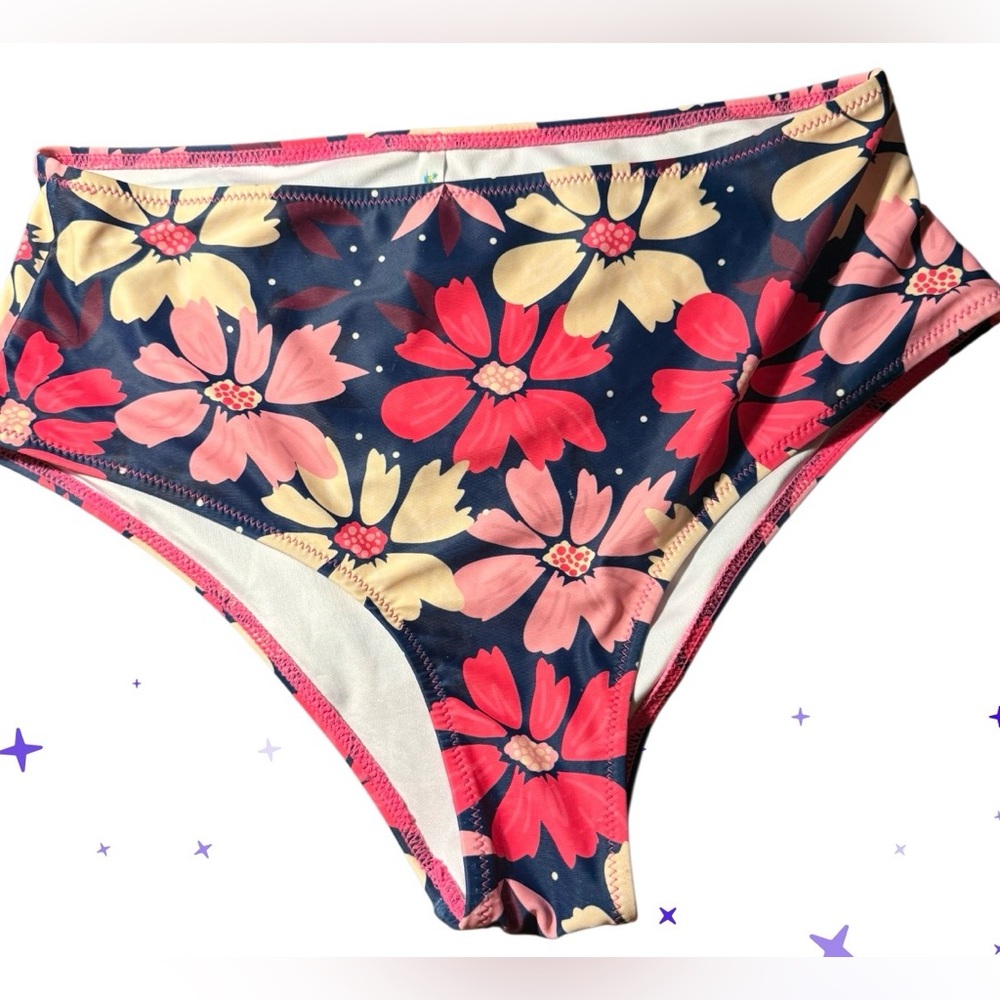 NWOT Floral High-Waisted Bikini Bottom